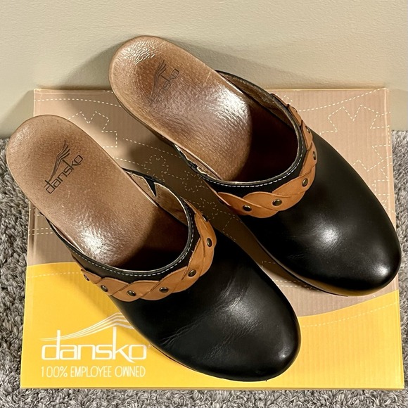 DANSKO Womens 'Rach' Black & Brown Leather Heritage Mules Size 39 US 8.5 - 9 - Picture 10 of 10